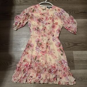 Missguided Pink Floral Ruffle Mini Dress 4